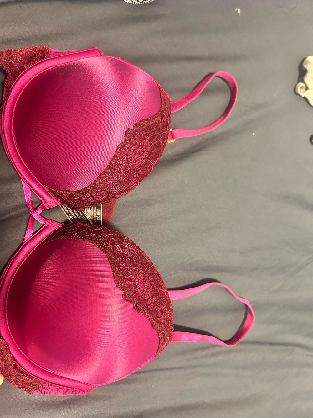 Victoria's Secret Hot Pink Satin & Lace Push-Up Bra